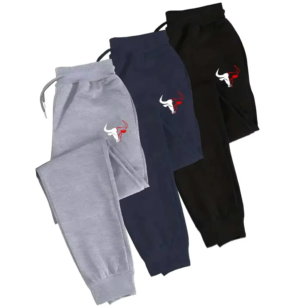 Hochwertige, lässige Sporthose für Herren (mit Mustern) – 100 % Polyester-Strickstoff, verstellbarer Bund und Seitentaschendesign