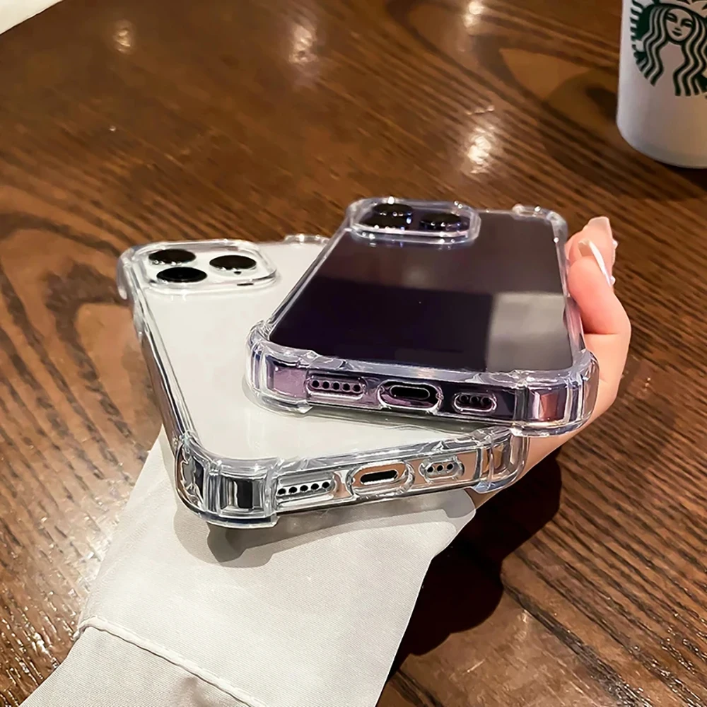 Luxury Hybrid Shockproof Case For iPhone 16 15 14 Plus 13 Pro Max Mini Clear Silicone Soft Shell Hard PC Ultra Thin Back Cover