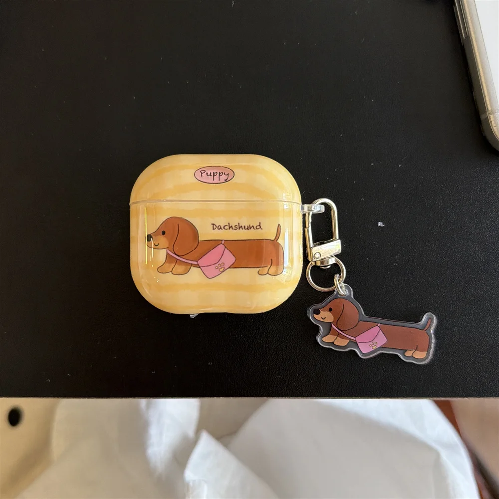 Korea Cute Cartoon puppy Mail silicone earphone case for apple airpods pro 2 for airpods 1 2 3 4 protection cover with keychain