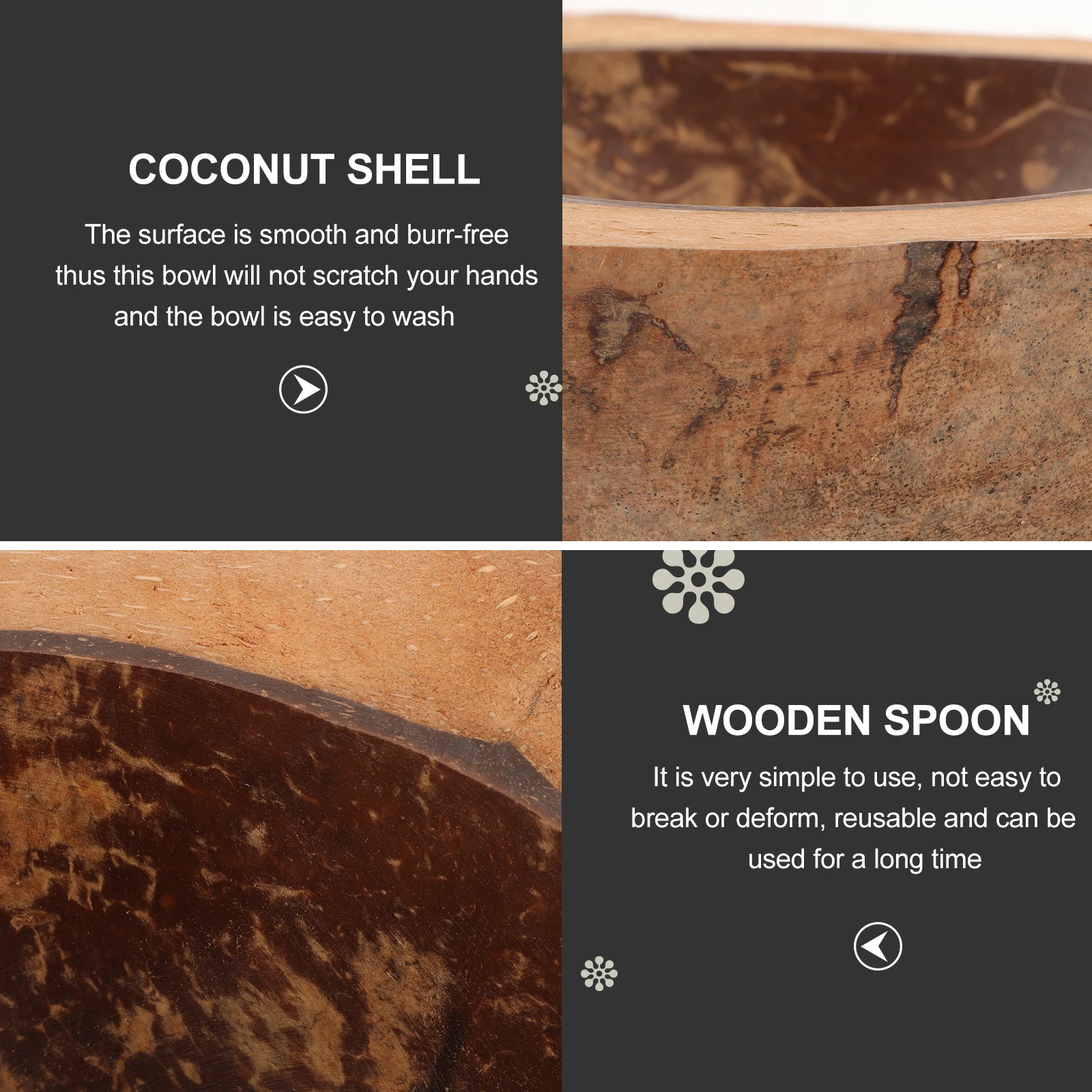 

Natural Coconut Shell Multi-Function Bowl For Food Storage Snack Fruit Dessert Salad Kitchen Home Decoration Coconuts Shell