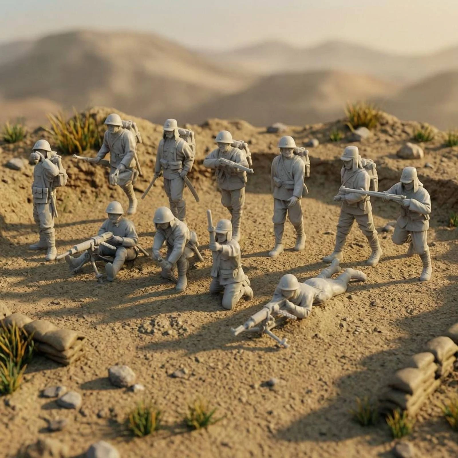 11 Pieces Unpainted Miniature Soldier No Base Resin Soldier Figurine Small-Scale Figurine Realistic Decor Compact view 4