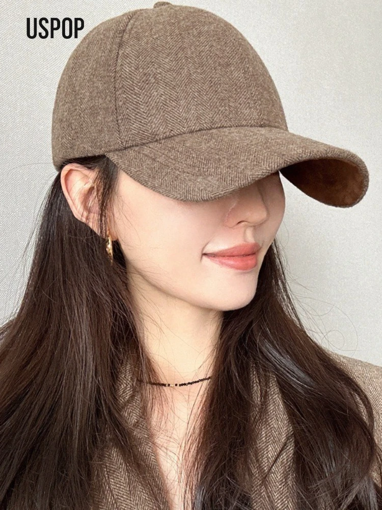 Gorro de Béisbol de Lana con Espiga, Estilo Inglés, Clásico y de Lujo para Hombre y Mujer, Otoño-Invierno, Marca USPOP