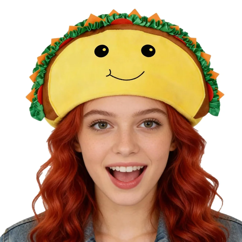 

Mexico Party Day Cartoon Hamburg Hat Cosplay Funny Burgers Hats Carnival Dress Up Party Masquerade Costumes Props