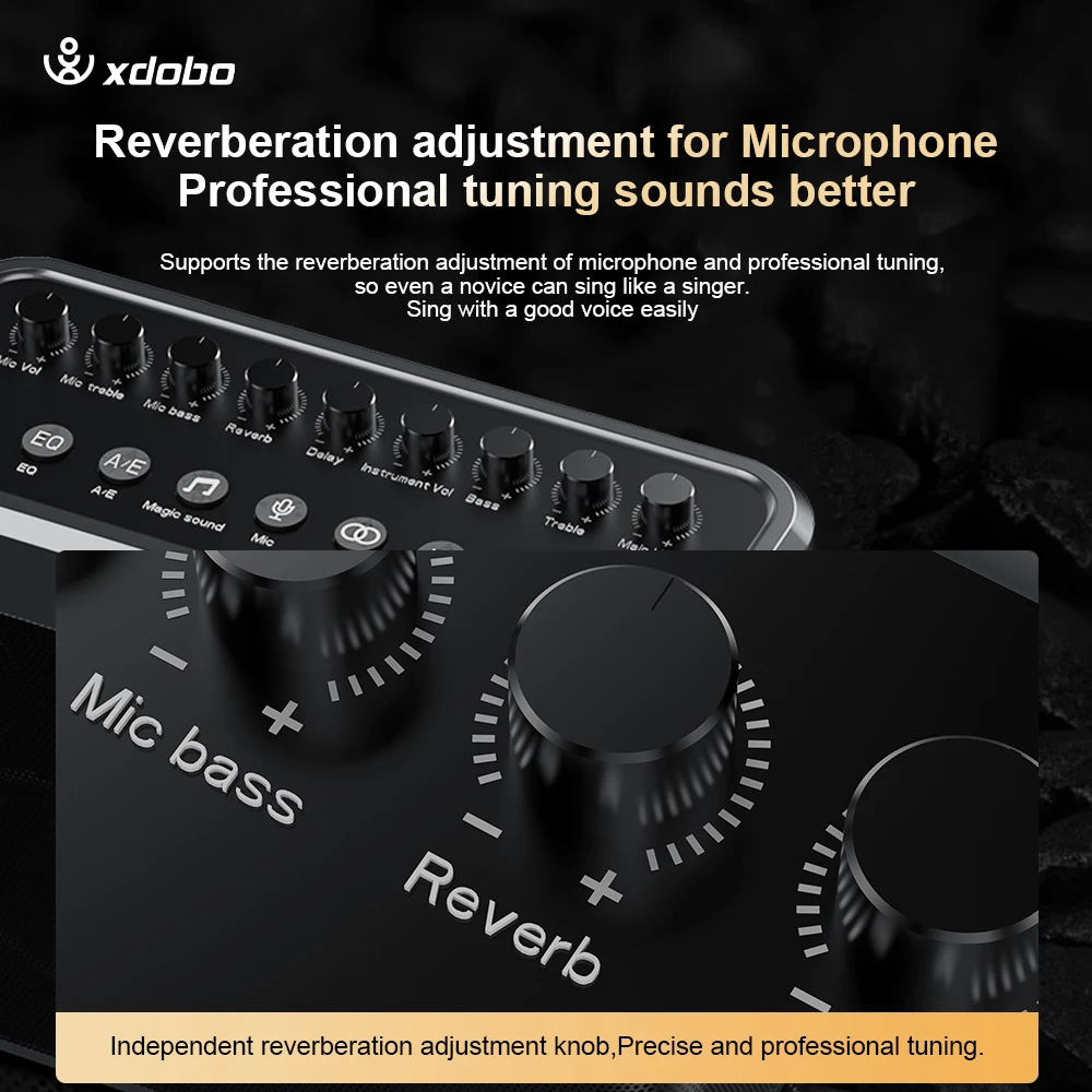 XDOBO Tuner Altoparlante super potente da 200 W con 2 microfoni, supporto per lunga durata Altoparlante stereo da esterno per karaoke wireless TWS