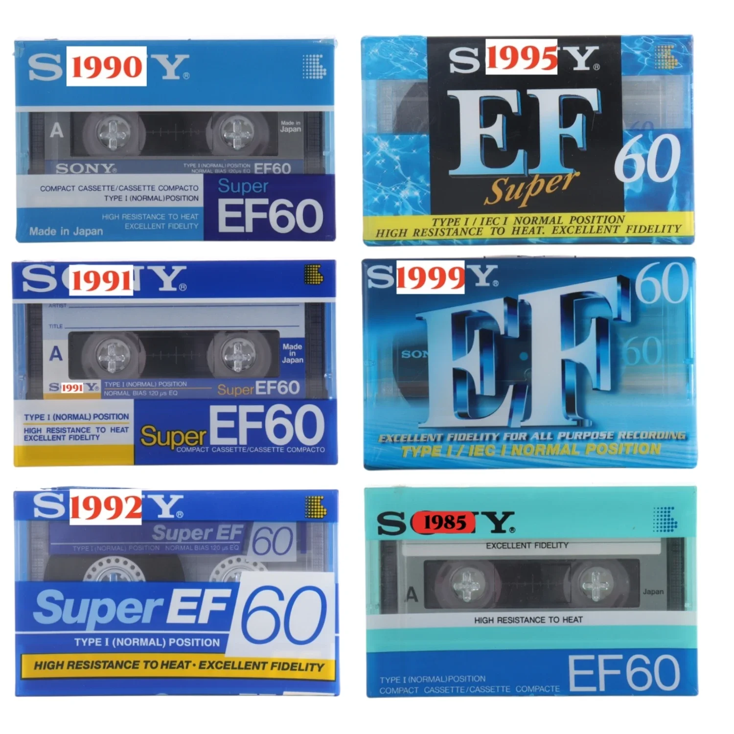 

80- 90s Year Retro Sealed Normal Position Blank Cassette Tape EF60 Series