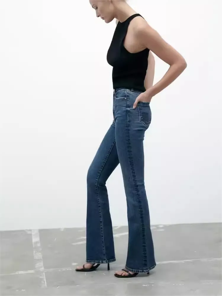 

High Waist Slim Fit Straight Leg Stretchy Flared Jeans Spring Autumn Sle 7223025 427 Blue Long Jeans Denim Skinnies
