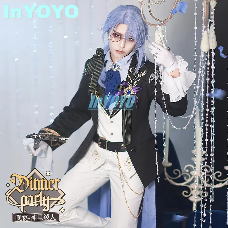 InYOYO Kamisato Ayato Cosplay Costume Genshin Impact Dinner Party Handsome Unifrom Game Suit Halloween Party Outfit Men New