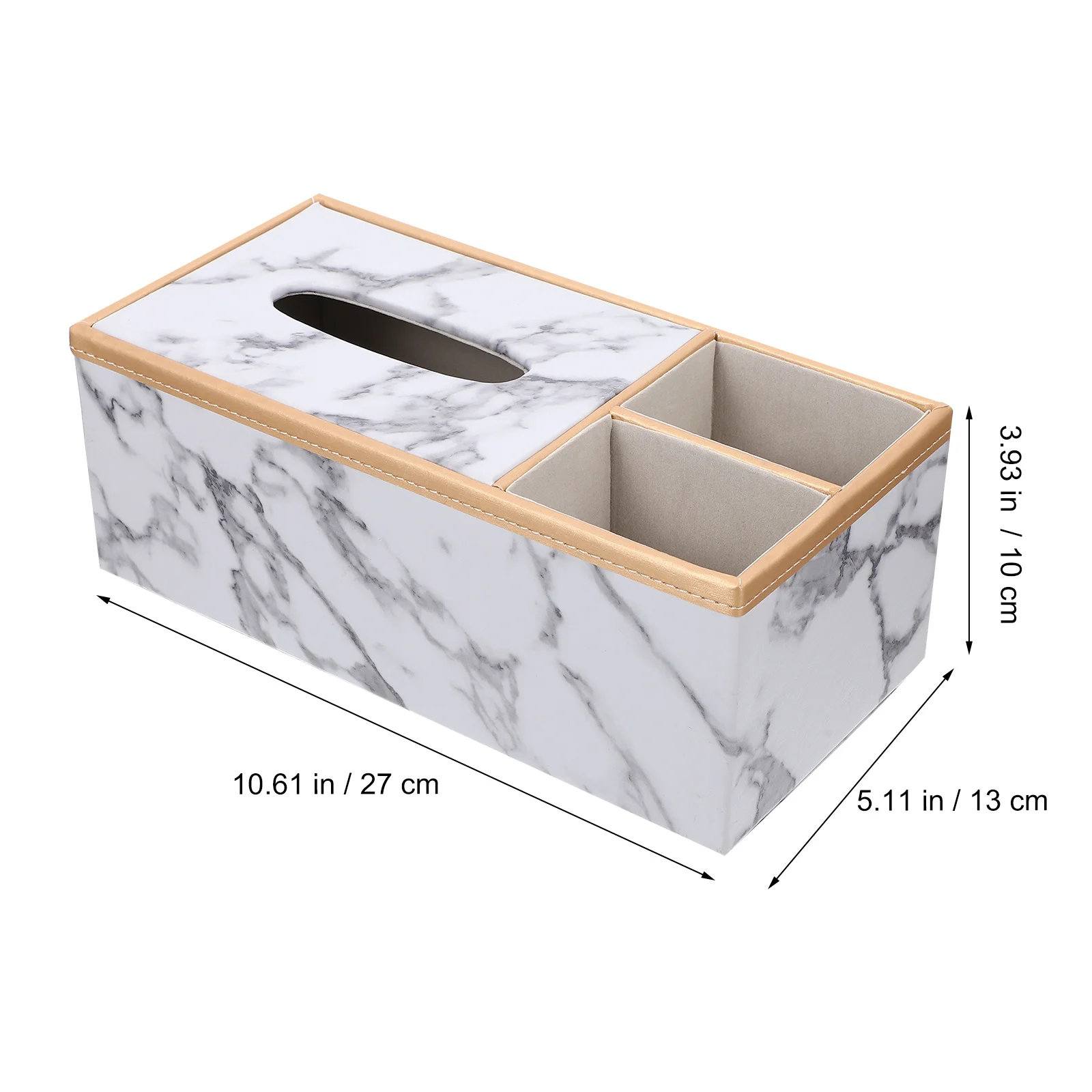 

Marble Grain Tissue Box Cover Creative Multi-Grid Design Household Storage Holder for Remote Controls Phones Home Decor