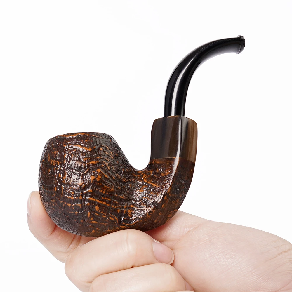 

JIBILL handmade briar tobacco pipe Hungarian big bend pipe curved handle military plug design portable pipe father's day gift