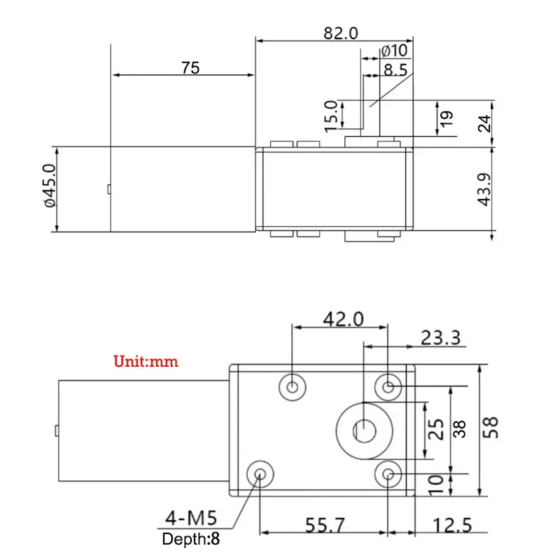 Imagem -03 - Strong Torque Gearbox Motor Metal Turbo Worm Invertido Baixa Velocidade Auto-bloqueio dc Gear Motor 12v 24v 200kg.cm