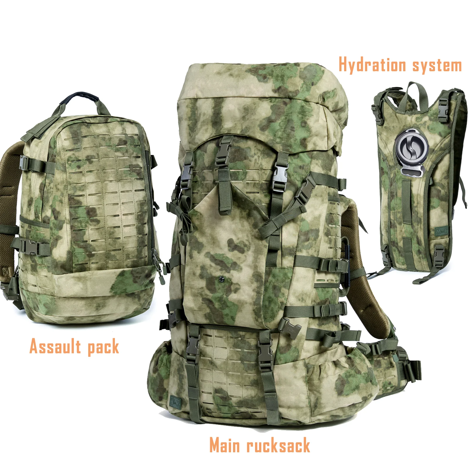 Military ILBE Tactical Backpack 1000D Waterproof With Hydration Pack & Radio Pouch 120LBS Capacity FG Camo