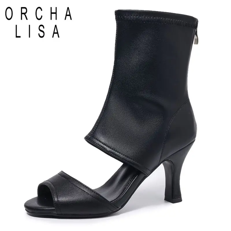 

ORCHA LISA 2025 Roman Style Female Sandals Peep Toe High Heels 8cm Zipper Plus Size 43 44 45 Fashion Dating Party Summer Bota