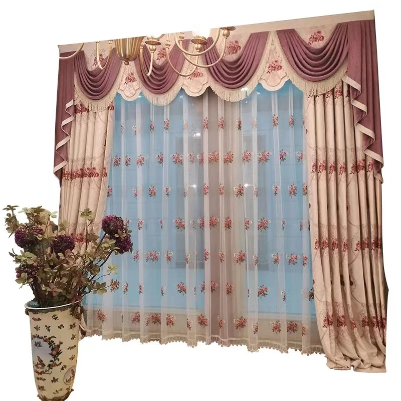 

Popular New European Curtain Design Light Luxury Blackout Princess Pink Cloth Curtains