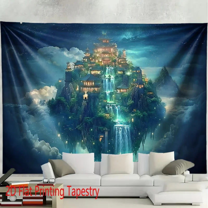 Fantasy Waterfall Tapestry Wall Hanging Large Decorative Art Print 180x280cm Scene Canvas for Living Room Home Decor