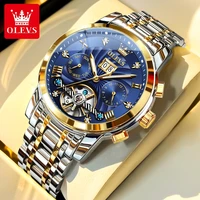 OLEVS 9910 Reloj para hombre Original de marca de lujo resistente al agua luminoso Reloj mecánico automático doble calendario caja de Reloj Reloj