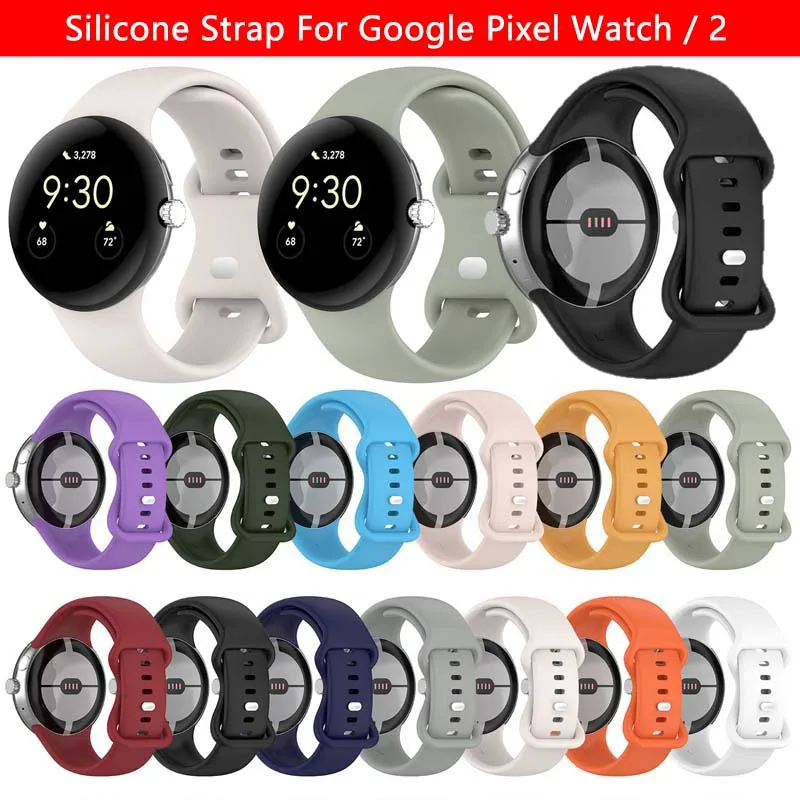 Simple Plain Silicone Strap For Google Pixel Watch / 2 SmartWatch Ultra Light Matte Belt Release Bracelet Sweatproof Wristband