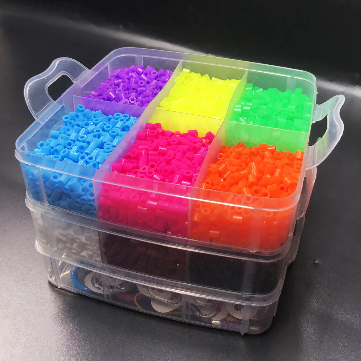 10.000 Stück Hama-Perlen-Bastelset, kreatives DIY-Set mit Aufbewahrungsbox, Stecktafeln, Bügelpapier, Kettenzubehör, buntes Kunsthandwerk