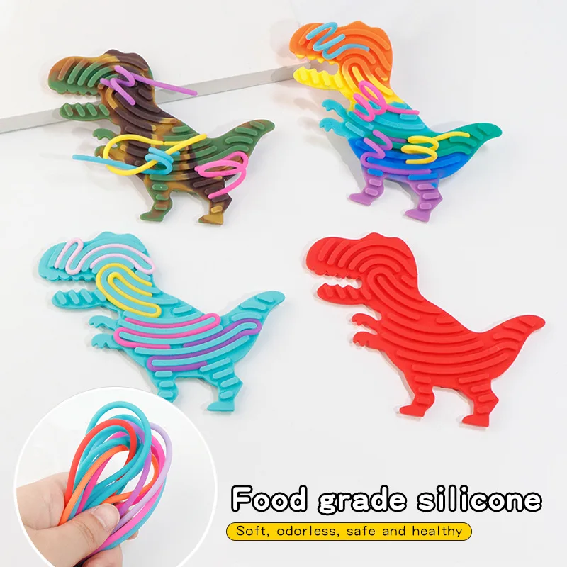 Cute Unicorn Butterfly Dinosaur Elephant Sensory Activity Board Kids Puzzle Stress Relief Toys Silicone Sensory Activity Board