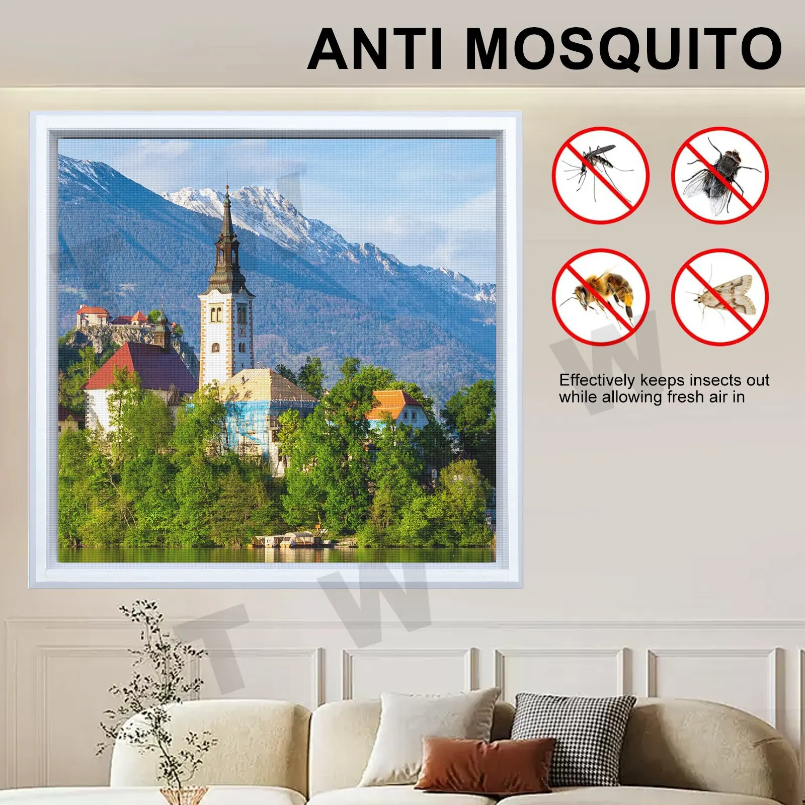 Window Mosquito Nets, Self-Adhesive Window Screens - Mosquito & Insect Protection, Invisible White Glass Fiber, Easy to Install,