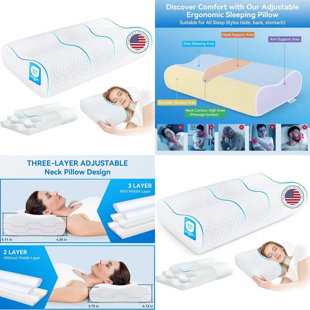 

Ортопедическая подушка King Size с охлаждающим эффектом из пены с эффектом памяти – эргономичная поддержка шеи для сна на боку, спине и на животе