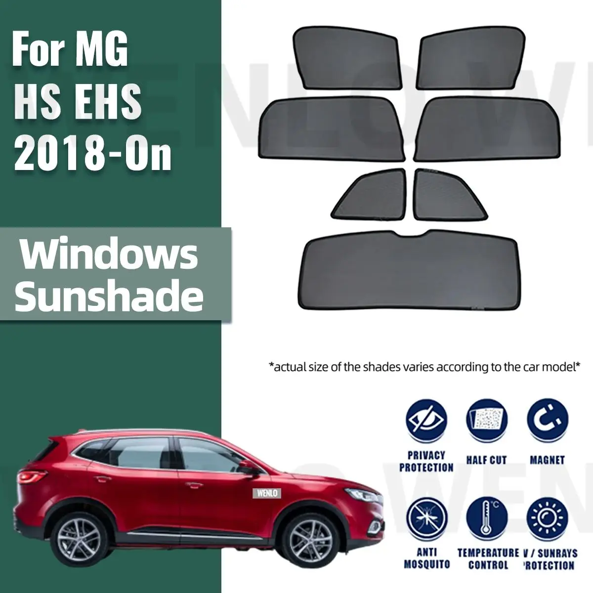 

For MG HS EHS SUV 2018-2023 2024 Magnetic Car Sunshade Visor Front Windshield Curtain Rear Side Baby Window Sun Shade Shield