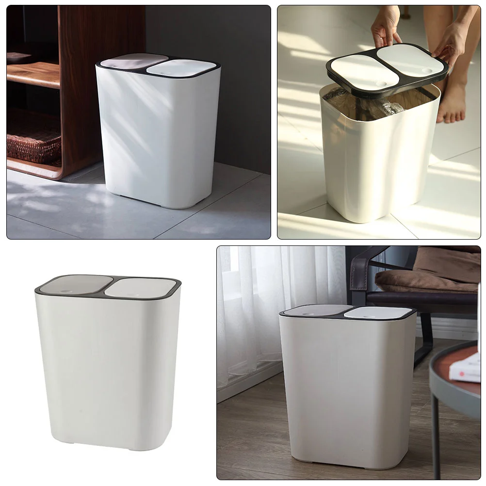 Double Compartment Rubbish Bin Kitchen Waste Garbage Bin Dual Trash Can for Home Restaurant