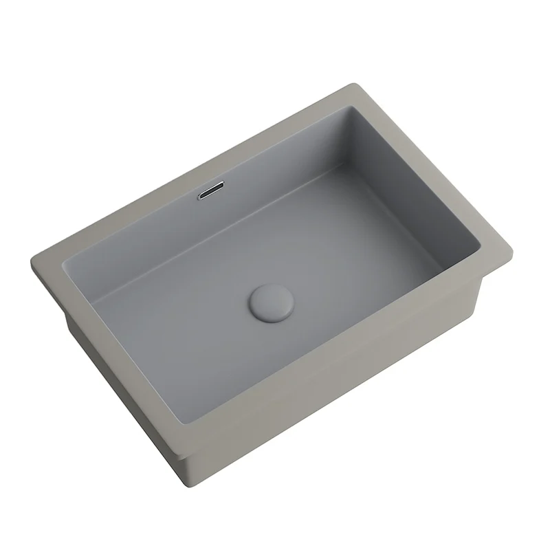 Cement gray matte countertop basin, balcony, ceramic sink, embedded flat bottom