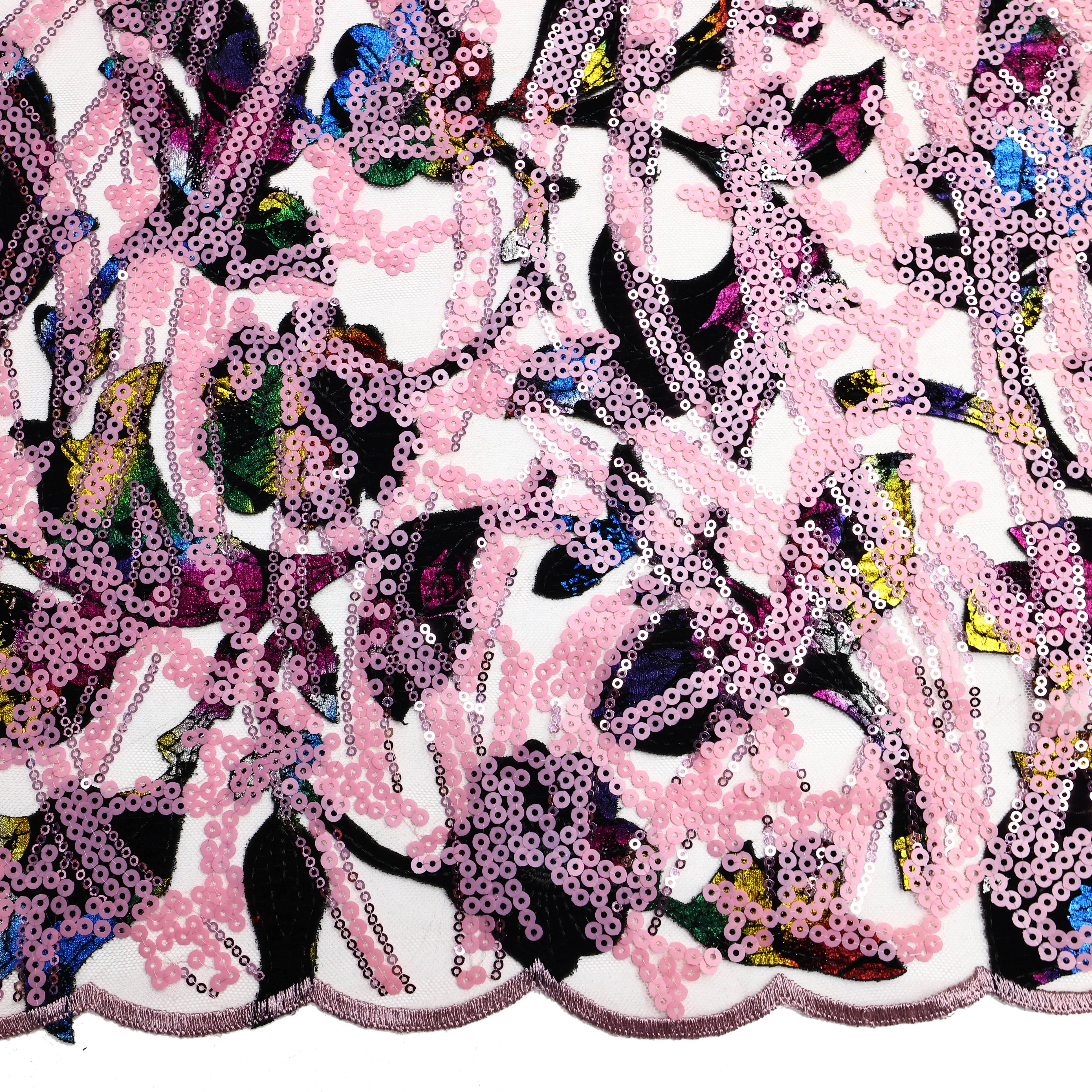 High Quality African French Tulle Lace Fabric With Abstract Line Embroidery Sequins Mesh For Sewing Diy Wedding Evening Dress