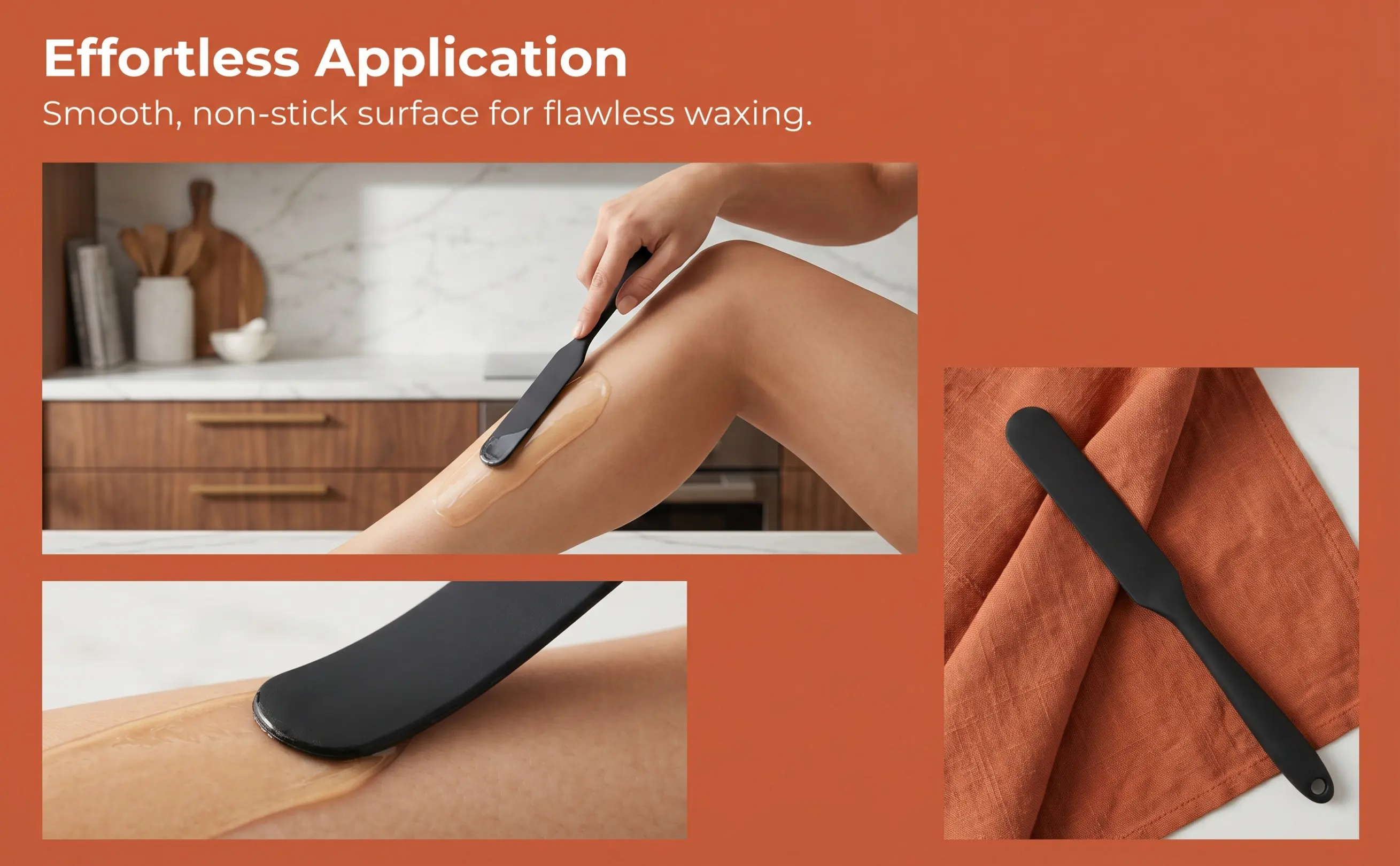 2Pcs Non-Stick Silicone Waxing Applicator Large Hard Wax Spatula for Body Hair Removal Reusable Waxing Stick for Smooth Skin