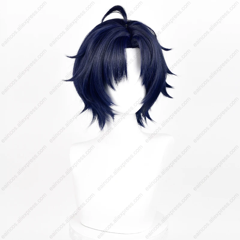 ZZZ Asaba Harumasa Cosplay Wig 30cm Blue Black Short Wigs Heat Resistant Synthetic Hair