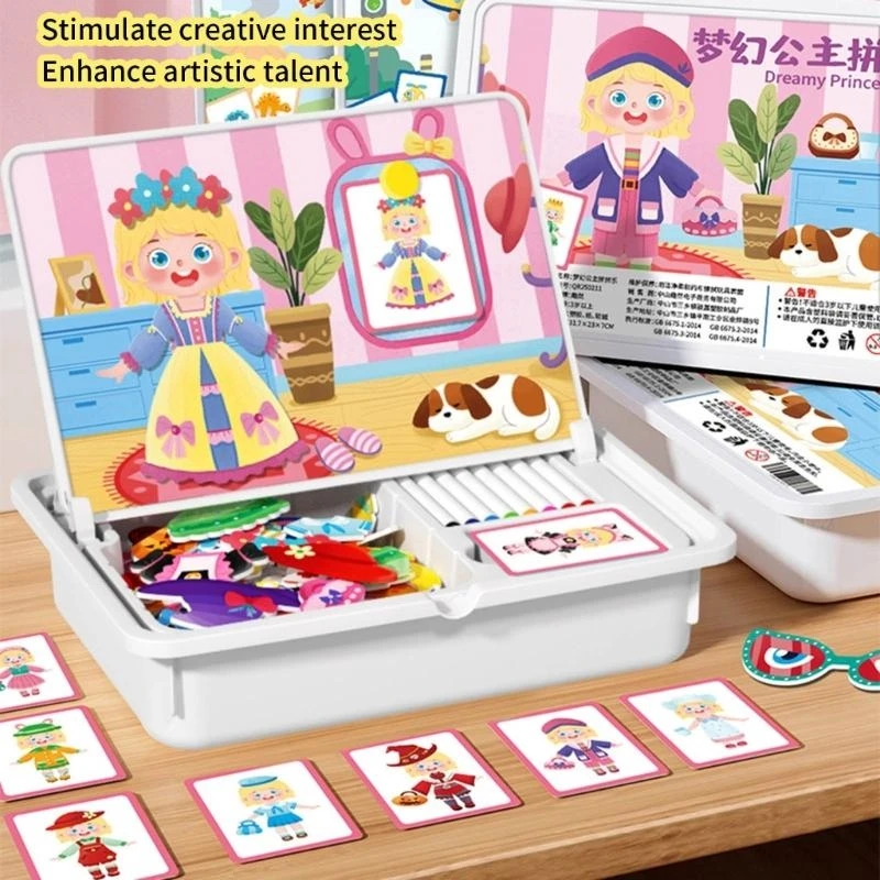 Juego educativo magnético para cambiar ropa para niños, desarrollo creativo, diseño portátil, rompecabezas duradero 15UB