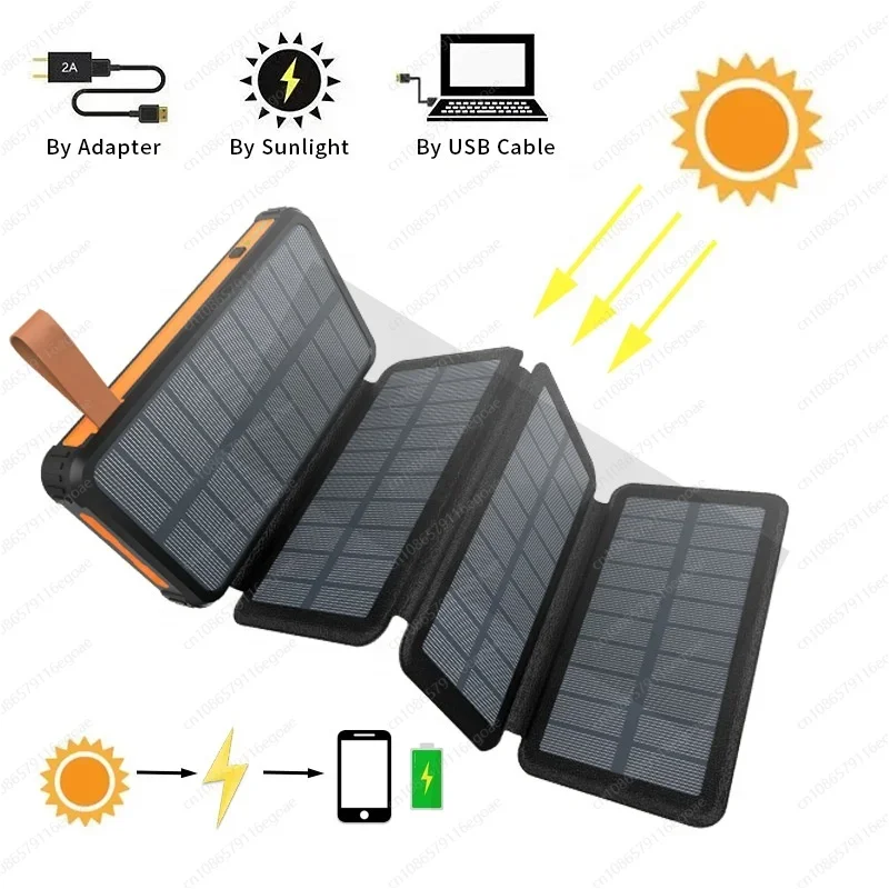 Waterproof Foldable 25000mAh Solar Power Bank Portable Charger Built‑in LED Lamp - view 2
