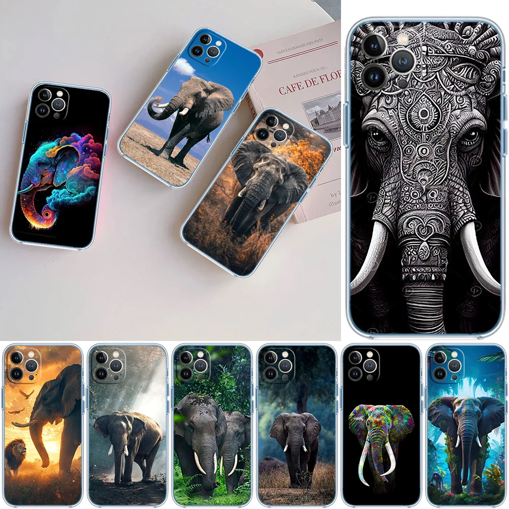 QA10 Elephant Transparent Phone Case for Samsung Galaxy A04 A04S A14 A23 A34 A54 M23 M33 M52 M53