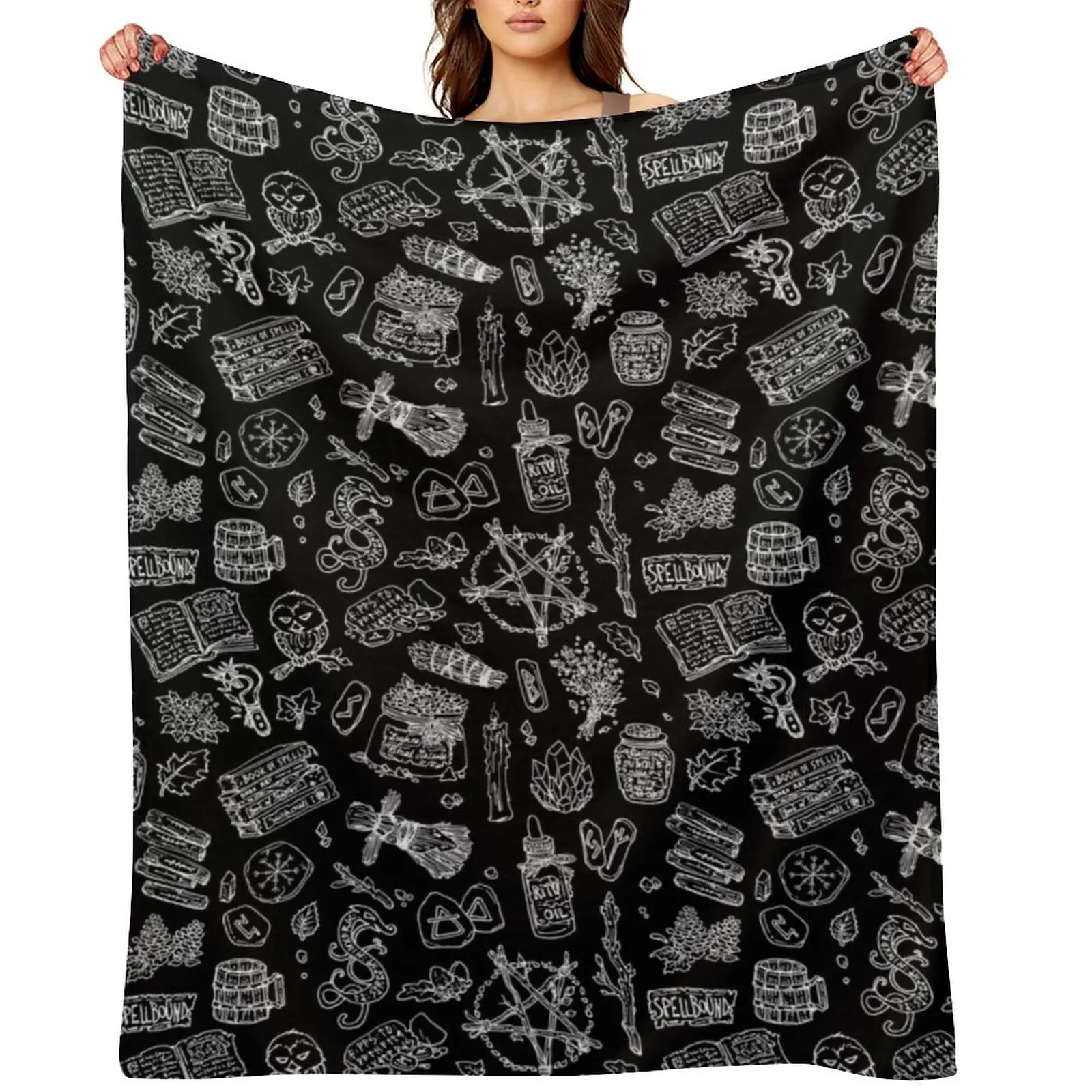 

Black witch - Dark pagan witches druids essential gothic goth Throw Blanket Personalized Gift Bed Kid'S cosplay anime Blankets