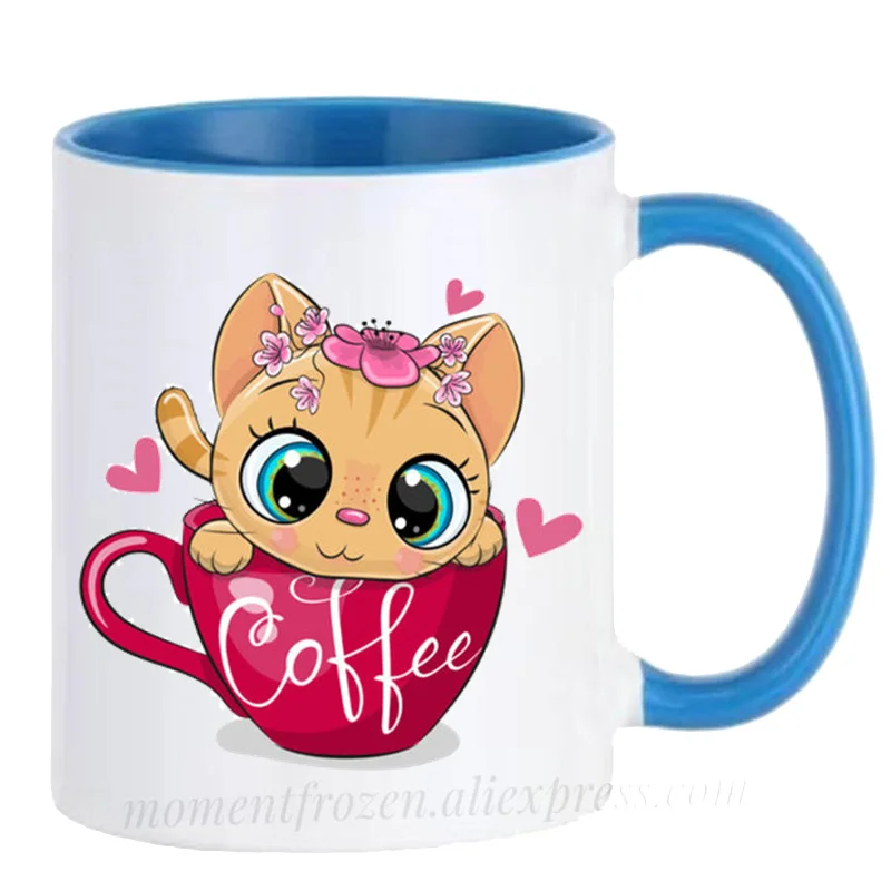 Cute Kitten Cat Cups for Kids, Zebra Coffee Mugs, Koala Bear Mug, Unicorn Owl Cup, Ceramic Teaware, Home Decal Drinkware, Gifts