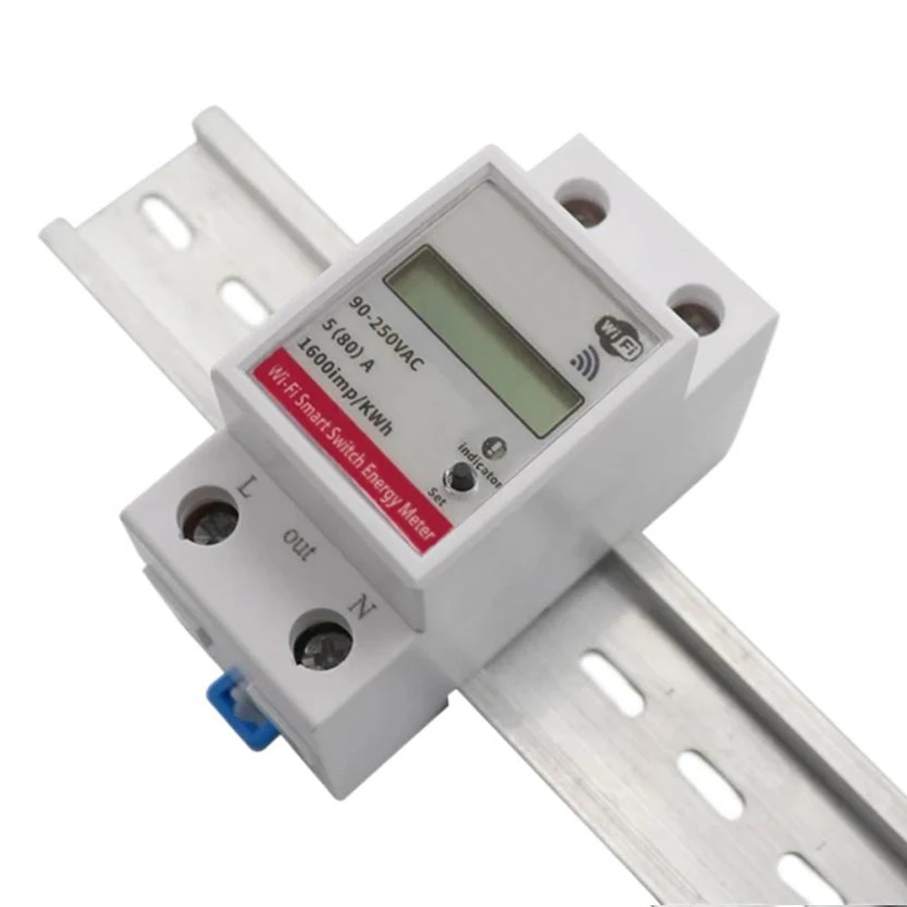Tuya WiFi Smart Power Energy Meter Consumption kWh Voltmeter 90-250V Din Rail Remote Control Switch Work with Alexa Google Home