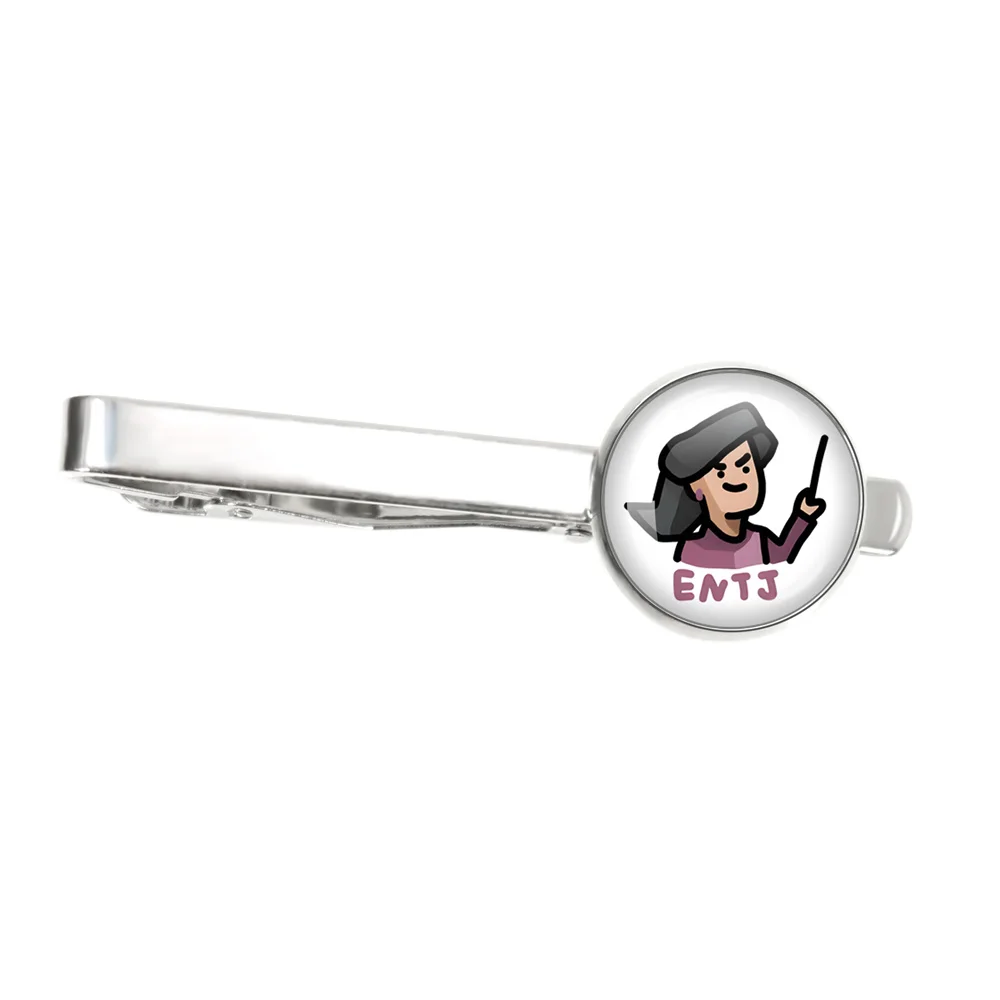MBTI Personality Types 16 PsychologyTie Clips for Men Necktie Shirts Tie Pin for Wedding Ceremony Tie Clip Man Accessories Gift