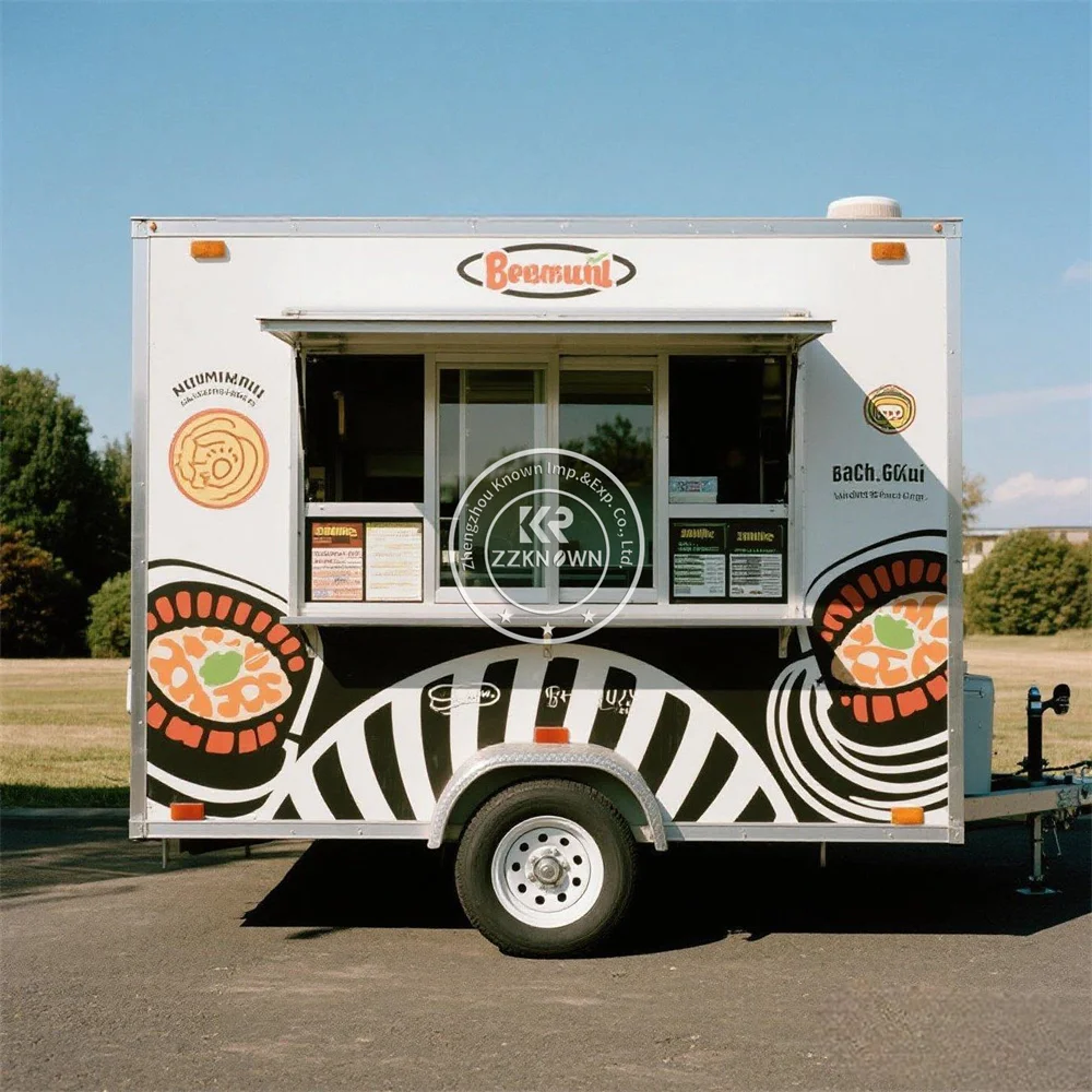 

Fast Food Trailer Coffee Shop Restaurant BBQ Hot Dog Ice Cream Cart Mobile Food Truck With Full Kitchen Equipment