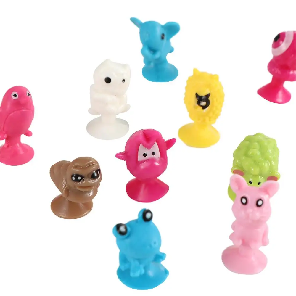 20Pcs/lot Toys Mini Doll Animal Action Figures Silicone Cartoon Sucker Dolls Suction Cup Puppets Suction Cup Toys Capsule Model