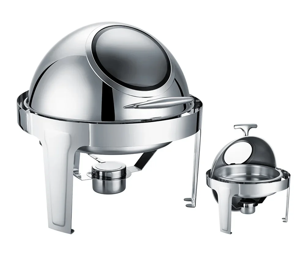 

«Deluxe Roll Top Round Chafer Шведский стол, согревающая натирающая посуда для общественного питания