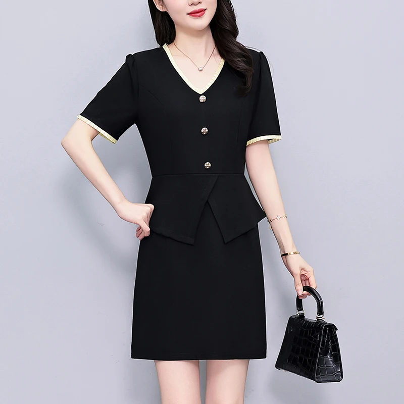 

Fashionable Illusion Two-Piece Dress Women's Summer 2026 New Commute Slimming Professional Short Skirt Design Sense