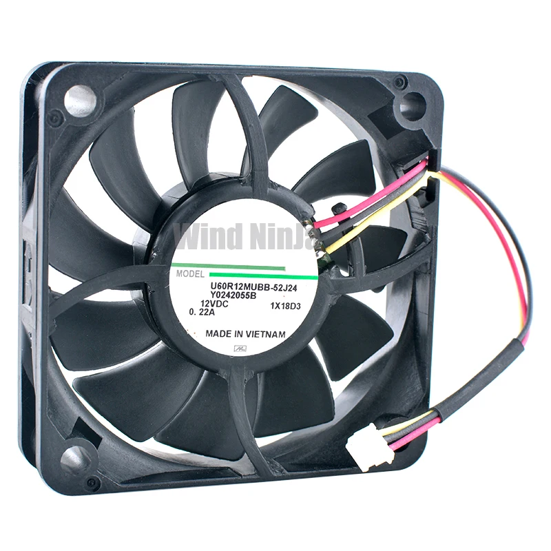 U60R12MUBB-52J24 Y0242055B 6cm 60mm fan 60x60x15mm DC12V 0.22A 3pin Axial flow fan cooling fan for projector chassis