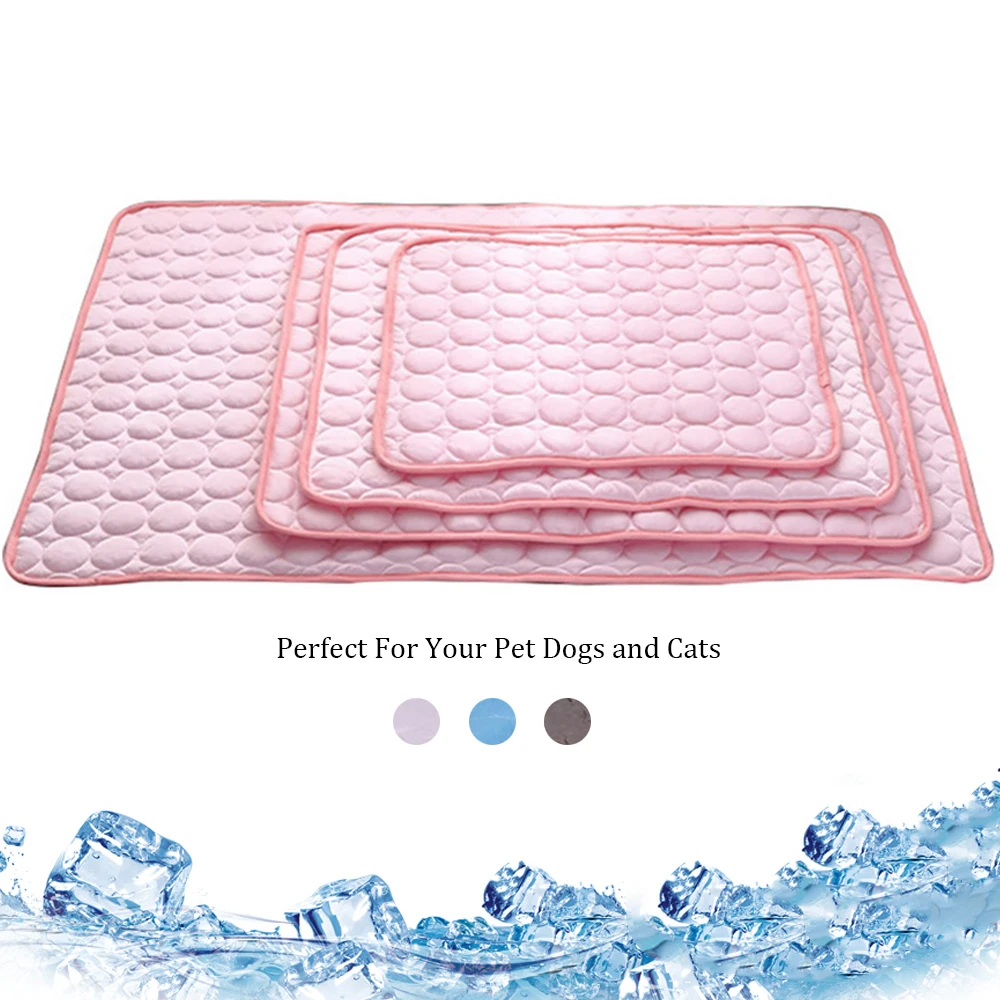 5 sizes Cushion Cool Ice Silk Cold Bed Sleeping Pad Mattress Dog Cat Pet Cooling Mat