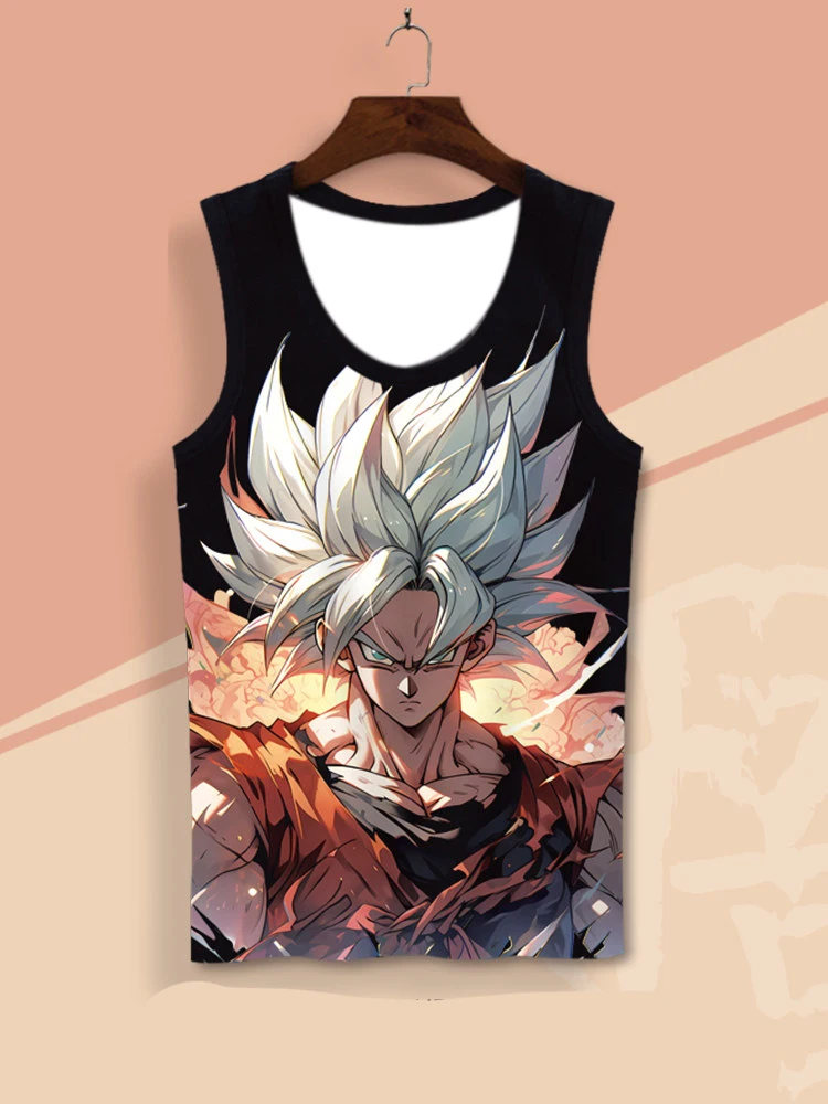 

Японская мужская майка без рукавов с принтом Dragon Ball Cos Pain, без швов, больших размеров, для полных, быстросохнущая, с открытыми плечами