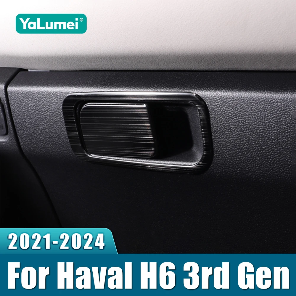 Edelstahl Auto Handschuhfach Co-Pilot Griff Rahmen Trim Fall Abdeckung Aufkleber Für Haval H6 3rd Gen 2021 2022 2023 2024 HEV PHEV