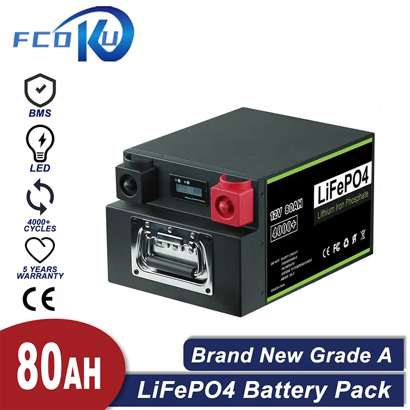 

New 12V 80Ah LiFePO4 Battery Pack Lithium Iron Phosphate Batteries 4S100A Built-in BMS Support 4S4P For Solar Boat No Tax