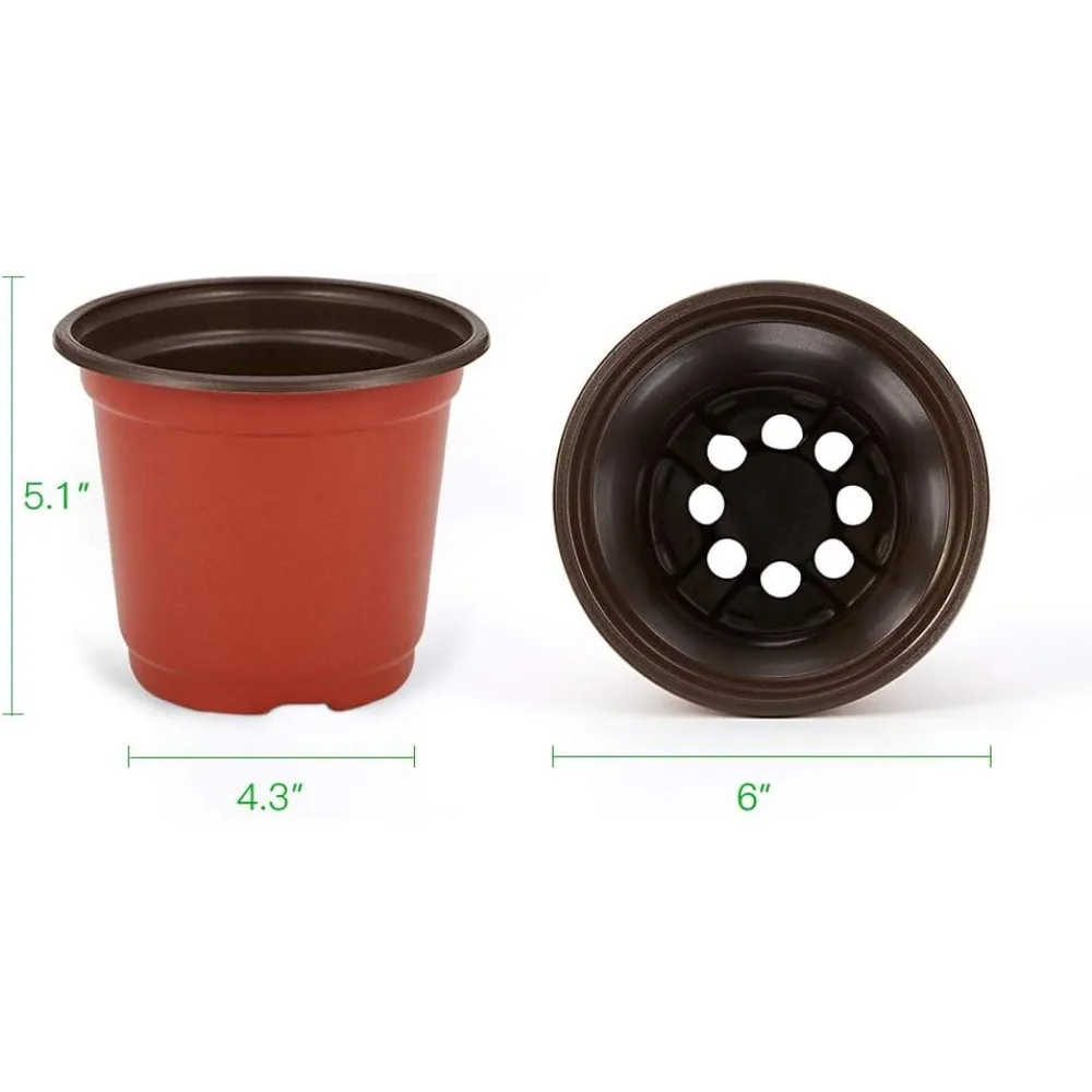100-Pack 6 Inch Plastic Nursery Pots with 100 Plant Labels for Seedling Starting