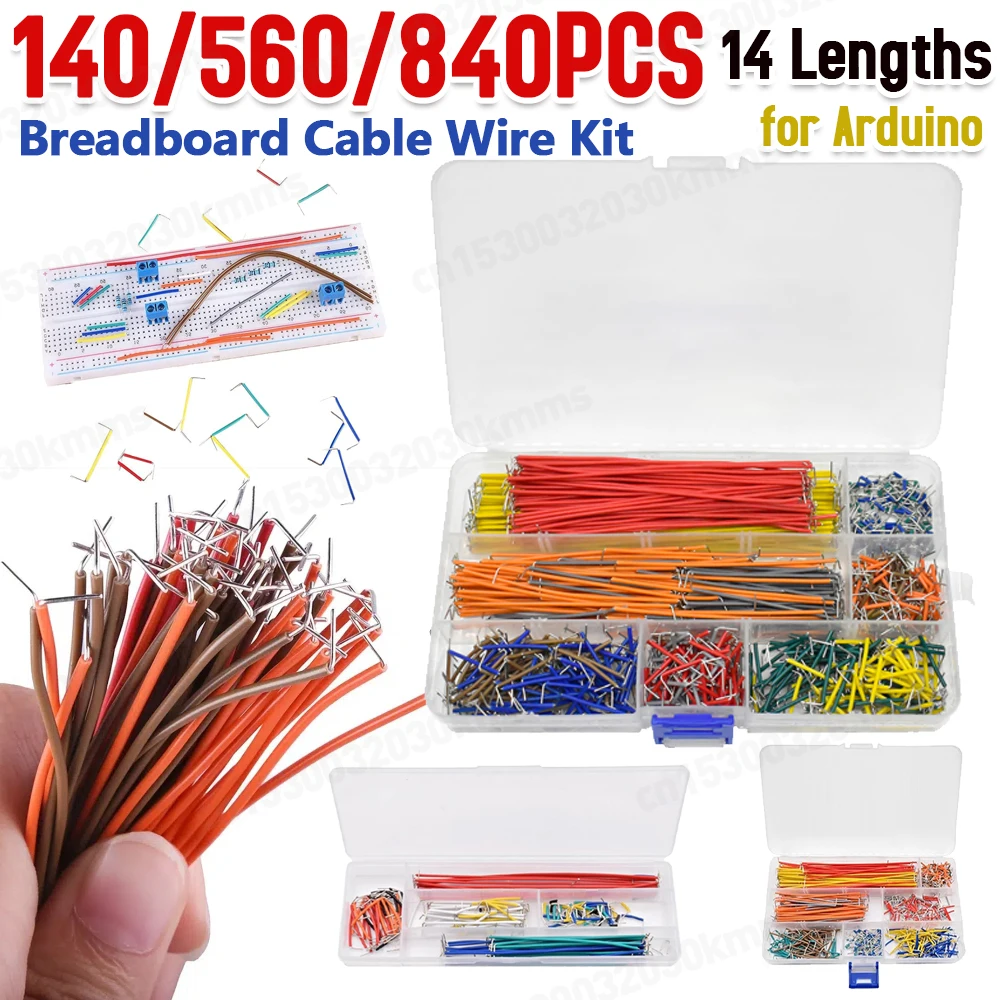 140/560/840 Jumper Wire Kit U Shape Breadboard Jumper Cable Wire Kit 14 Lengths for PCB Bread Board Prototyping Circuits