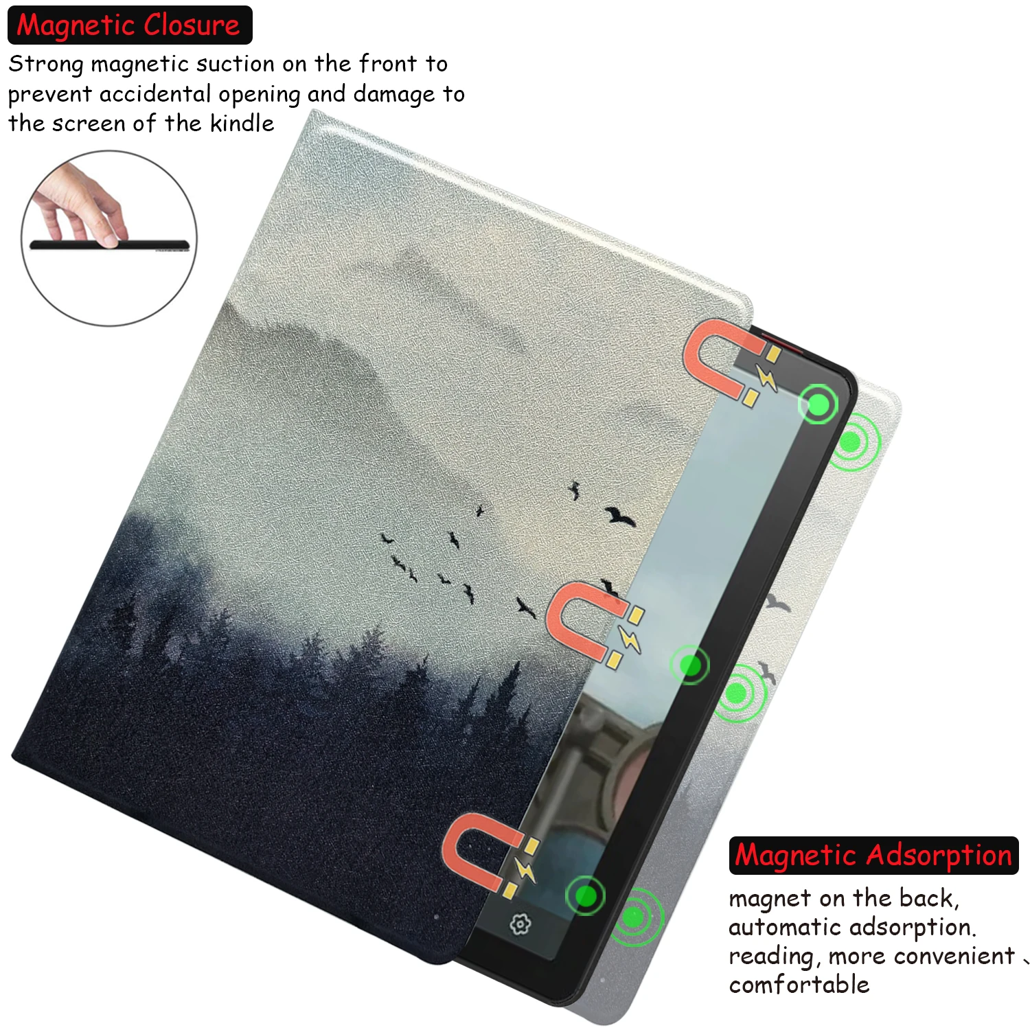 Etui Bigme B6 Color / Bigme B6 Magnetic Case, ultracienkie, lekkie, z wysokiej jakości skóry, z funkcją automatycznego usypiania/ogniwania i magnetycznym zamknięciem. — zdjęcie produktu 6
