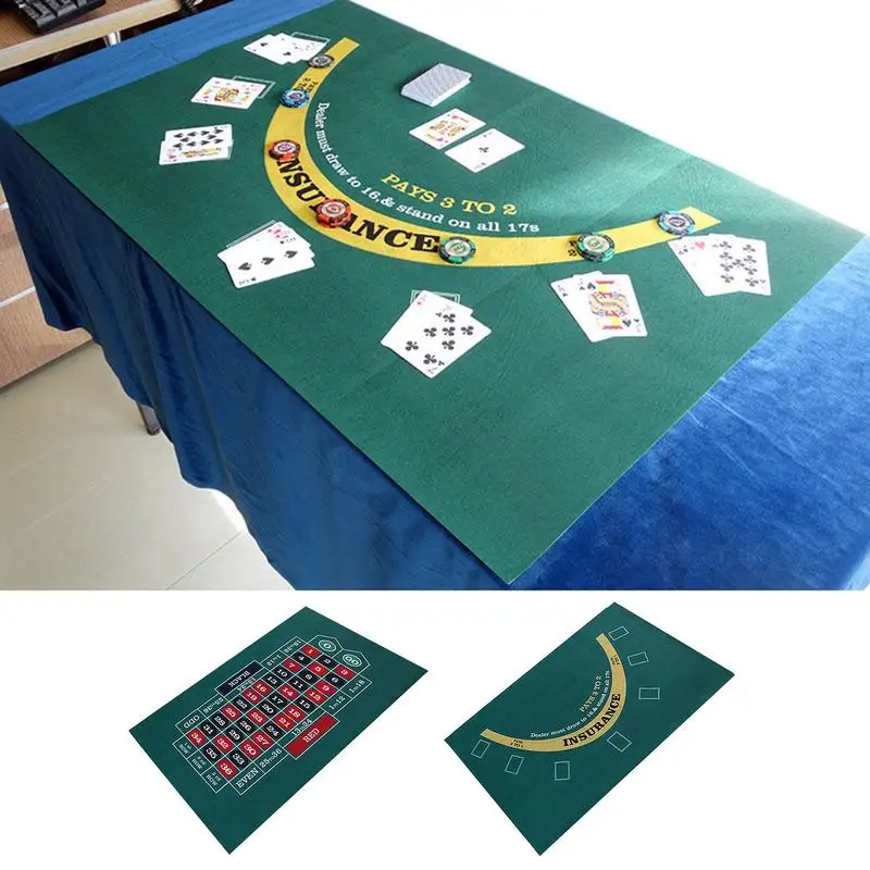 Double-Sided Poker Mat Craps Table & Blackjack Casino Felt Roll-up Casino Roulette Tabletop Mat For Coffee Table Craps game